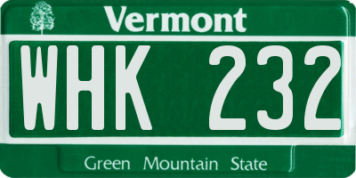 VT license plate WHK232