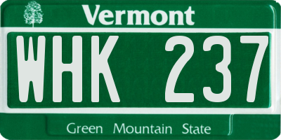 VT license plate WHK237