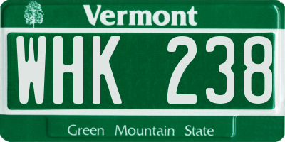 VT license plate WHK238