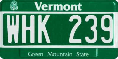 VT license plate WHK239