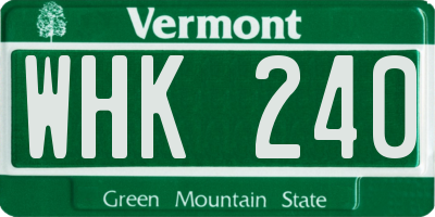 VT license plate WHK240