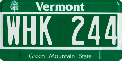 VT license plate WHK244