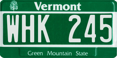 VT license plate WHK245