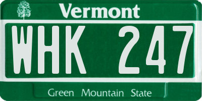VT license plate WHK247