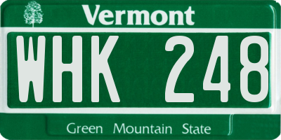 VT license plate WHK248
