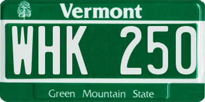 VT license plate WHK250