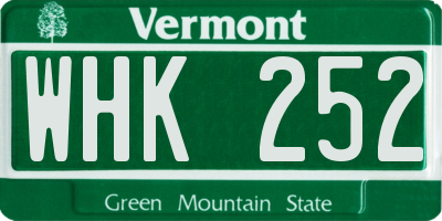 VT license plate WHK252