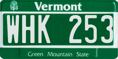 VT license plate WHK253