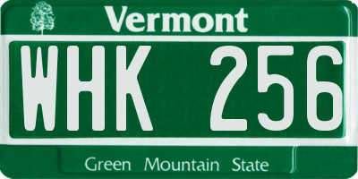 VT license plate WHK256