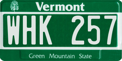 VT license plate WHK257