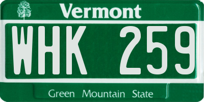 VT license plate WHK259