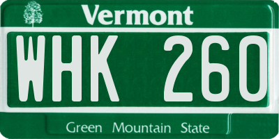 VT license plate WHK260