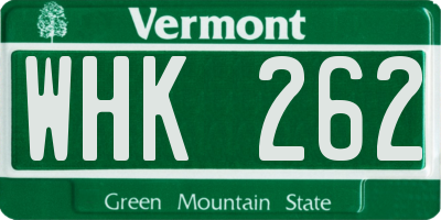 VT license plate WHK262