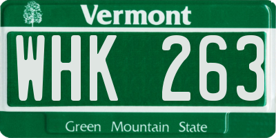 VT license plate WHK263