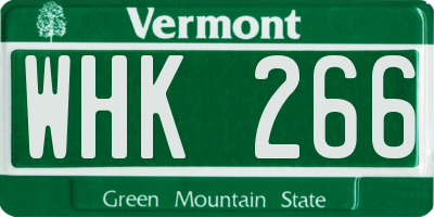VT license plate WHK266