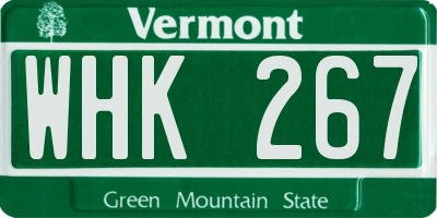 VT license plate WHK267