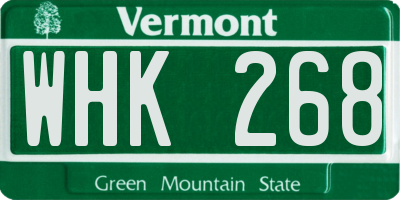 VT license plate WHK268