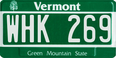 VT license plate WHK269