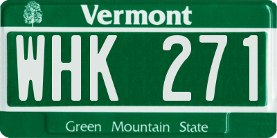 VT license plate WHK271