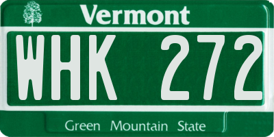 VT license plate WHK272
