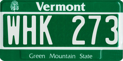 VT license plate WHK273