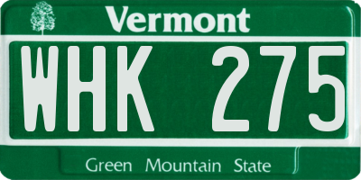 VT license plate WHK275