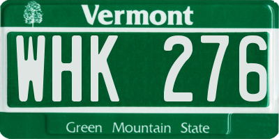 VT license plate WHK276