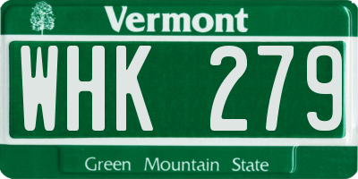 VT license plate WHK279