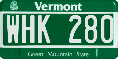 VT license plate WHK280