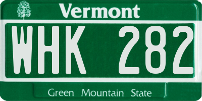 VT license plate WHK282