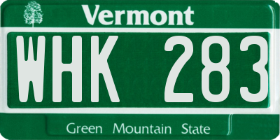 VT license plate WHK283