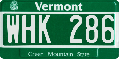 VT license plate WHK286