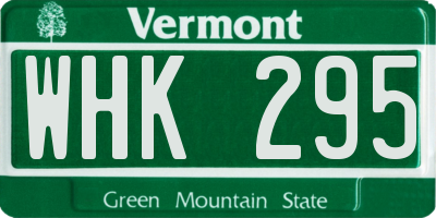 VT license plate WHK295