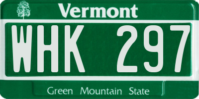 VT license plate WHK297