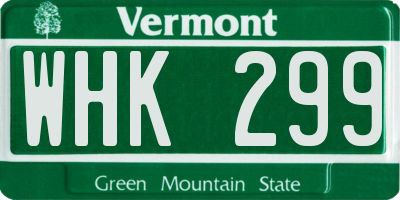 VT license plate WHK299