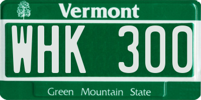 VT license plate WHK300