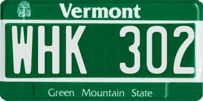 VT license plate WHK302