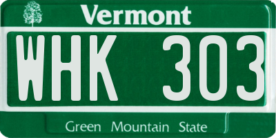VT license plate WHK303