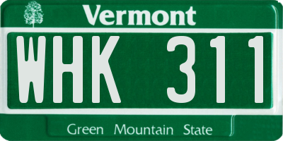 VT license plate WHK311
