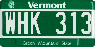 VT license plate WHK313