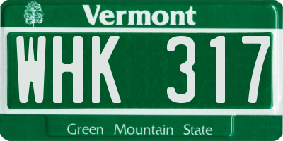 VT license plate WHK317
