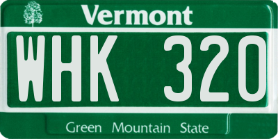 VT license plate WHK320