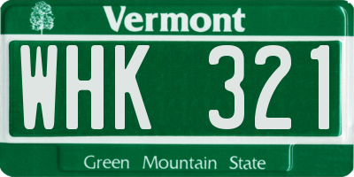 VT license plate WHK321