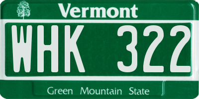 VT license plate WHK322