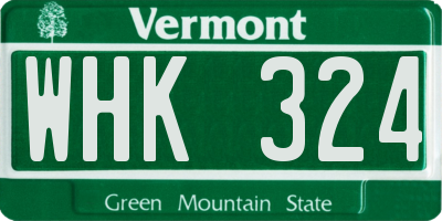 VT license plate WHK324