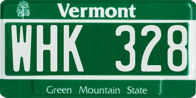 VT license plate WHK328