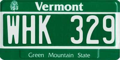 VT license plate WHK329