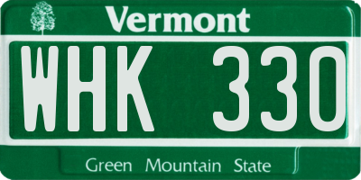 VT license plate WHK330