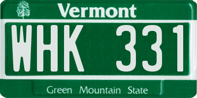 VT license plate WHK331