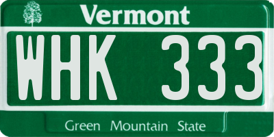 VT license plate WHK333